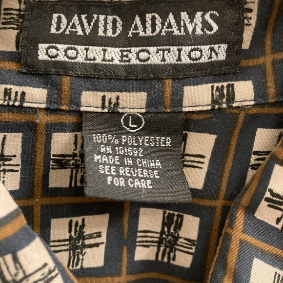 David Adams Mens Shirt Sz L Short Sleeves Button Down 100% Cotton Black … - Picture 3 of 5